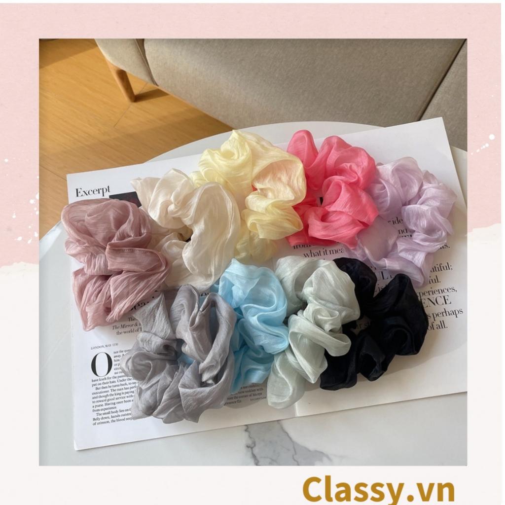 Dây cột tóc Classy, Scrunchies vải voan mềm mịn, màu sắc tông pastel trang nhã PK1505