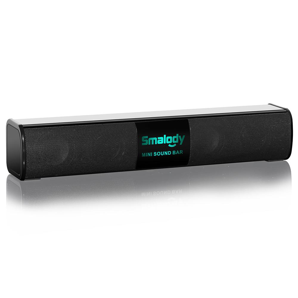 Loa Bluetooth không dây di động Smalody 10W Đèn LED đầy màu sắc âm thanh nổi Mini Soundbar U Disk TF Card