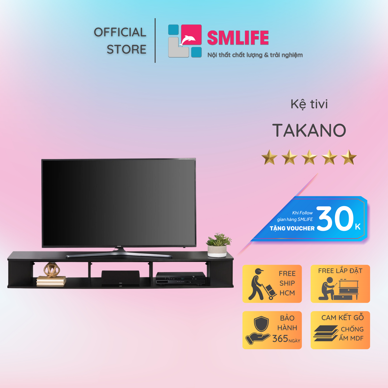 Kệ tivi treo tường đẹp SMLIFE Takano