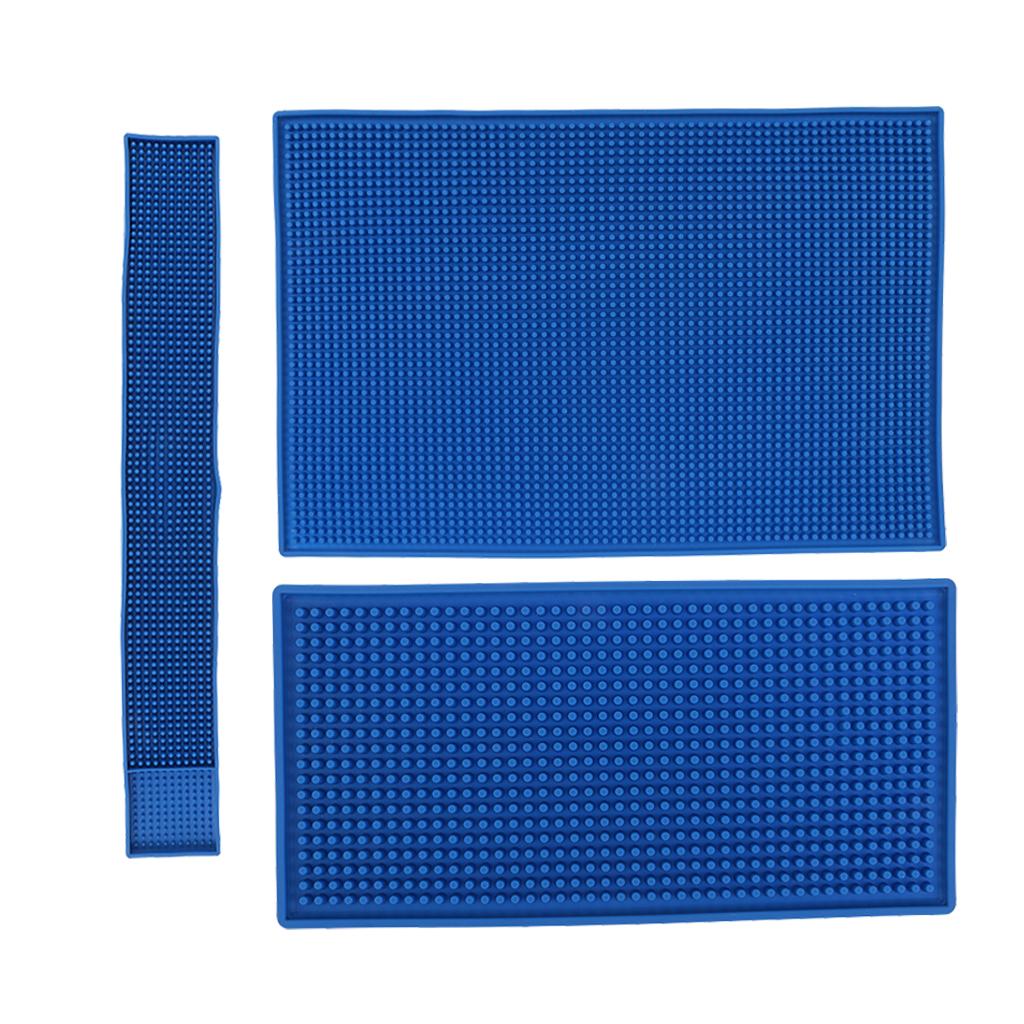 Rubber Bar Service Mat Water Proof PVC Mat Kitchen Coaster Blue