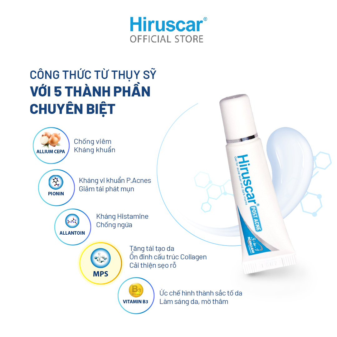 Gel Chăm Sóc Sẹo Mụn Và Mụn Thâm Hiruscar Post Acne 5G