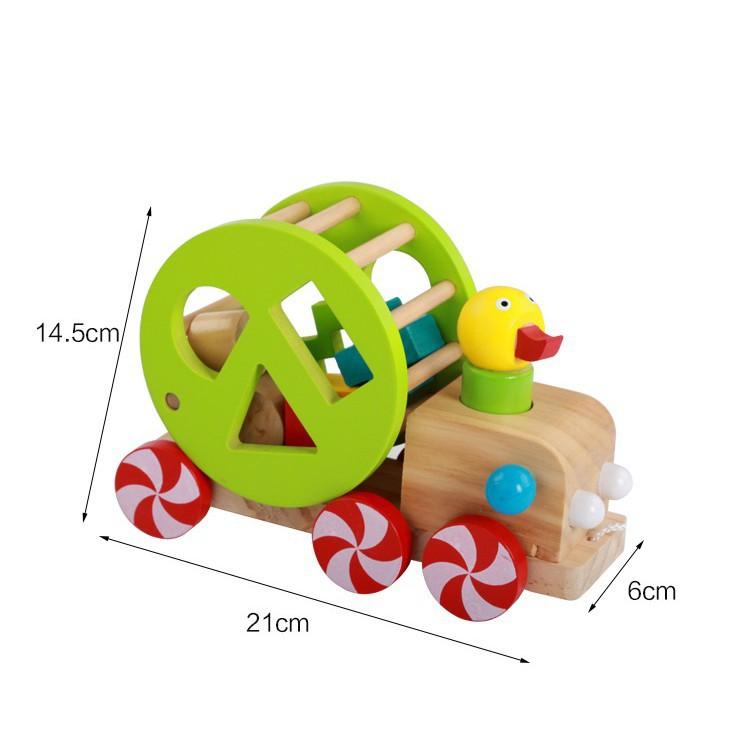 ĐỒ CHƠI GỖ TINA- đồ chơi thả hình thả khối con vịt ,đồ chơi trẻ em bằng gỗ cho bé từ 2 tuổi