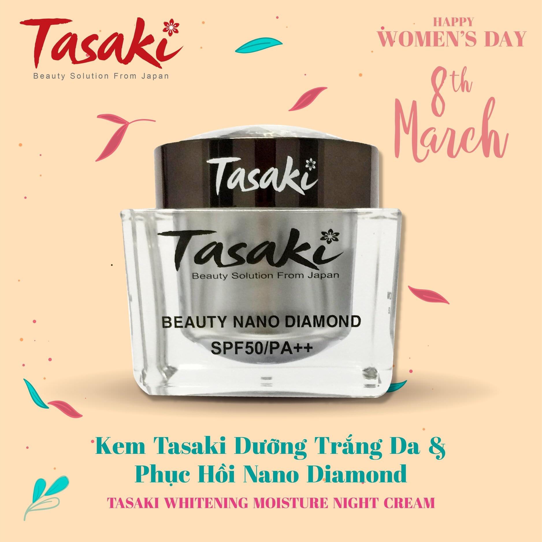 KEM TASAKI KIM CƯƠNG - PHỤC HỒI - TÁI TẠO DA - WHITENING MOISTURE NIGHT CREAM 25G - BEAUTY NANO DIAMOND