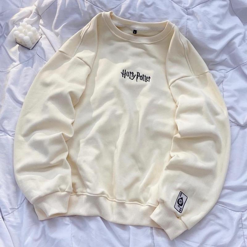 Áo Sweater Dáng Rộng Chữ Thêu HARRY POTTER  ,Áo Sweater Chỉ Nổi Chữ Thêu Phong Cách Unisex Nam Nữ Dáng Rộng