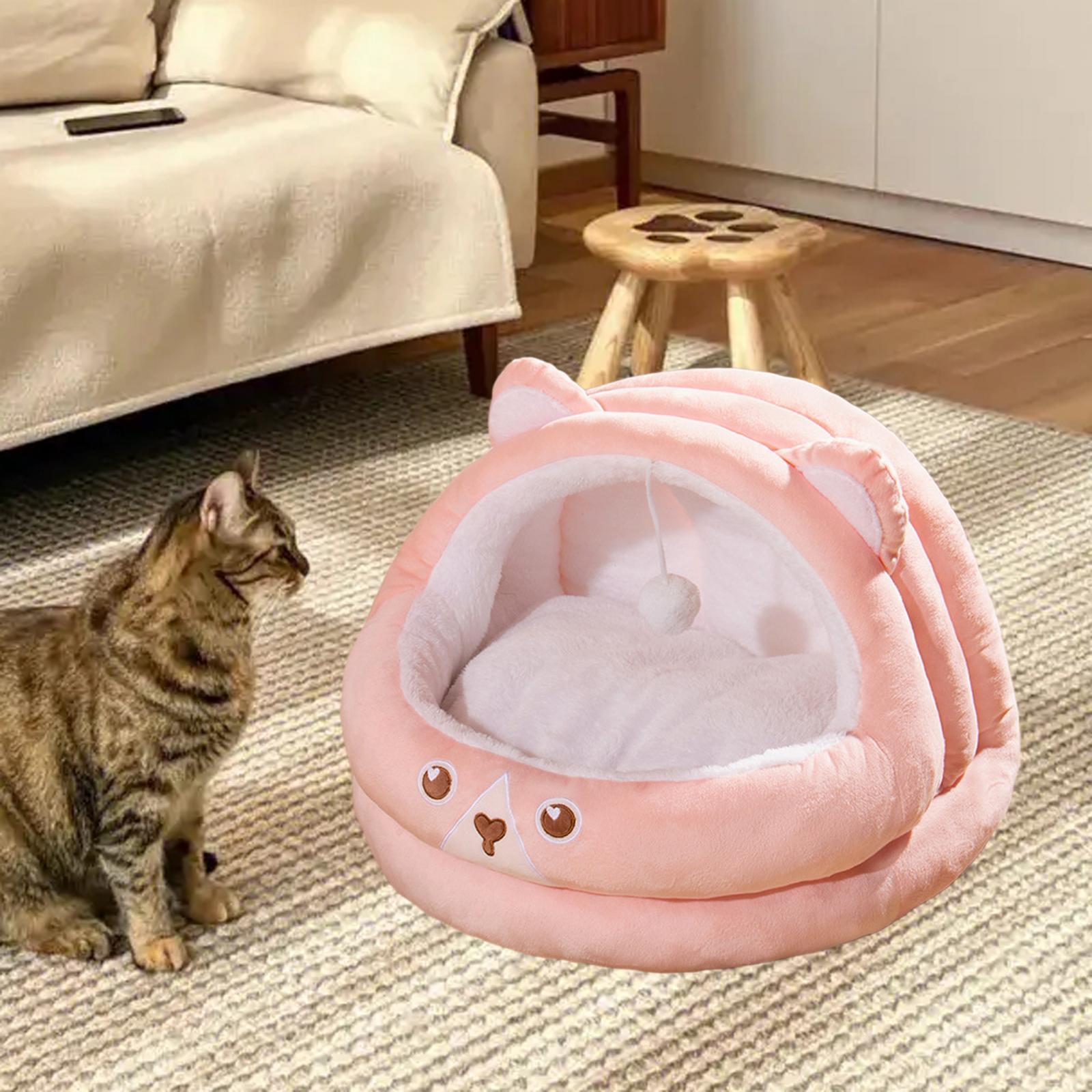 Bear Shaped Cat Bed Cave Indoor Indoor Cats Cozy Sleeping Calming Furniture Kennel Cat Bed Semi Enclosed Pet Cat Nest for Puppy Cats