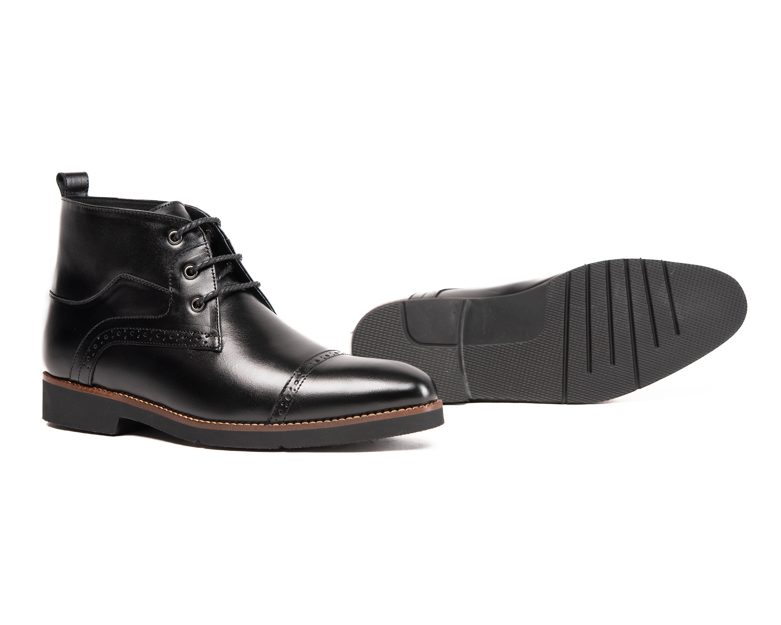 Giày Boots Nam Tăng Chiều Cao Siêu Nhẹ T&TRA Tăng Cao 7Cm, S1079 Đen , Chất Liệu Da Bò Cao Cấp, Đế Và Lót Siêu Nhẹ Giúp Giảm Trọng Lượng 30% So Với Đế Cao Su