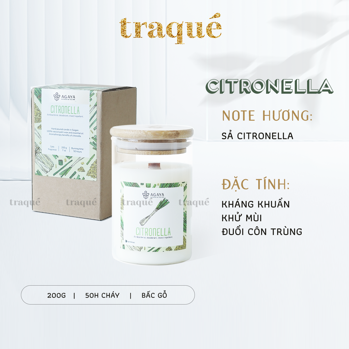 Nến thơm tinh dầu cao cấp không khói an toàn Candle Cup - CITRONELLA/SẢ JAVA - M - 200G