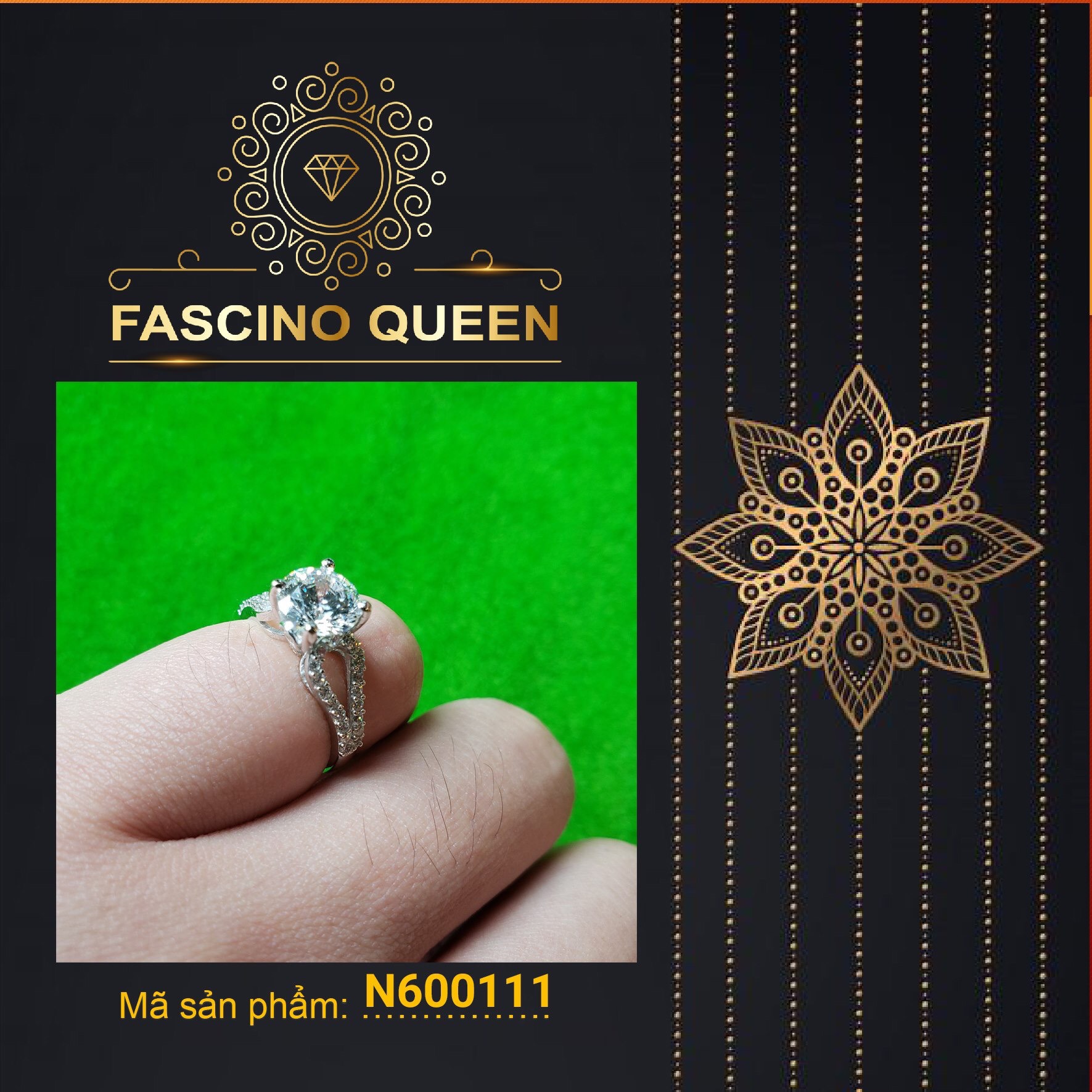 FASCINO GEMS Kim Cương Nhân Tạo 8.0 mm Dạng Tròn HERITAGE 120 Facets Cut - LỘC XUÂN - Màu Trắng Mệnh Kim