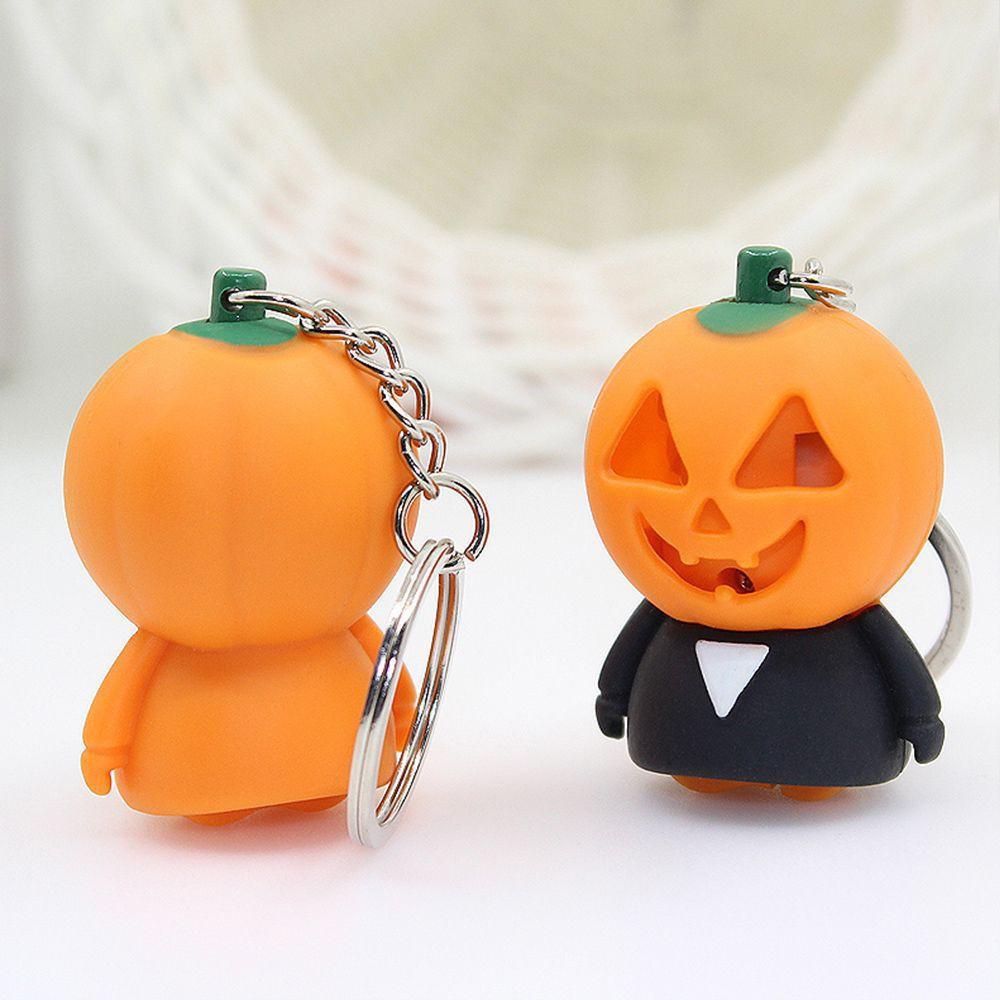 Móc Khóa Hình Quả Bí Ngô Phát Sáng đèn Led,có nhạc Trong Đêm Halloween-Móc Khóa Bí Ngô Đèn Led phát sáng có âm thanh