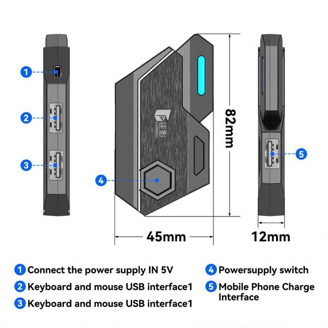 Bộ chuyển đổi bàn phím và chuột chơi game Bluetooth 5.0 chuyên dụng cho điện thoại (có bán lẻ)