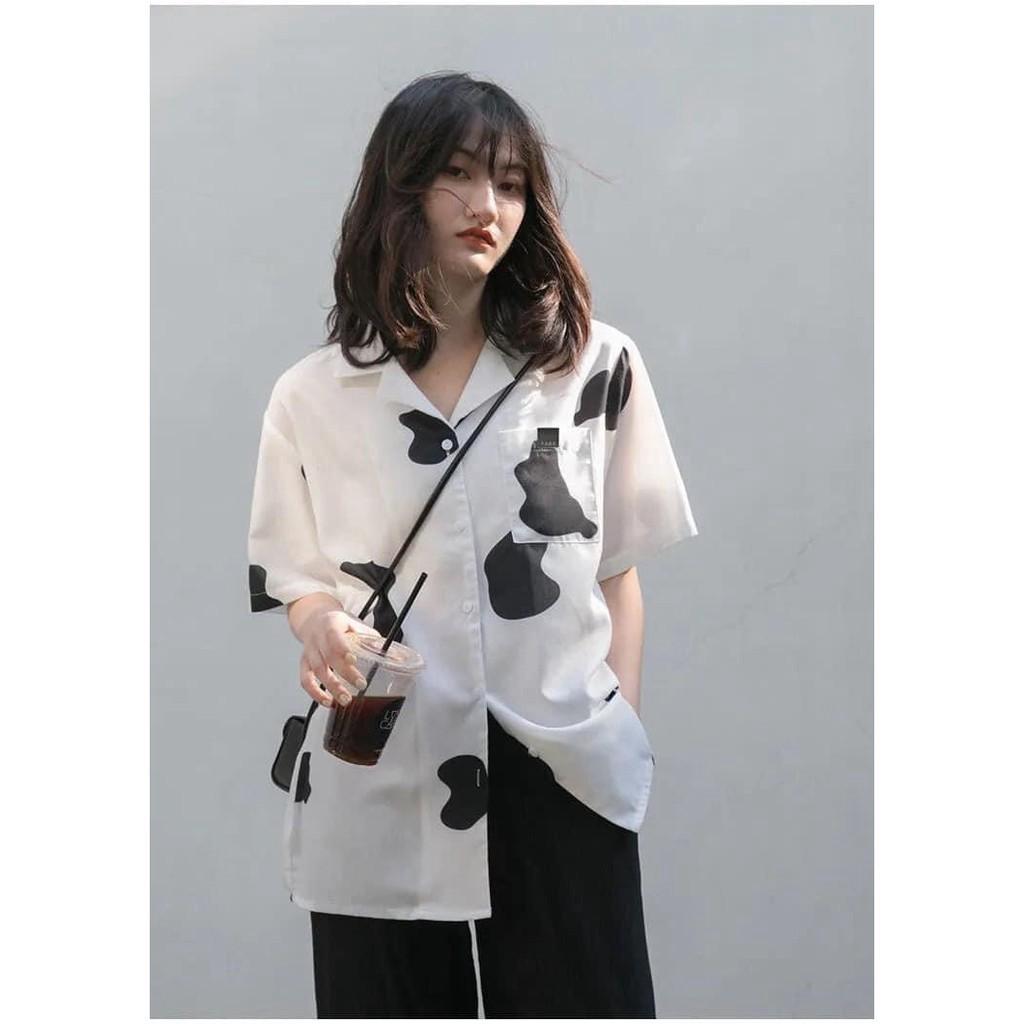 Áo sơ mi bò sữa form rộng unisex
