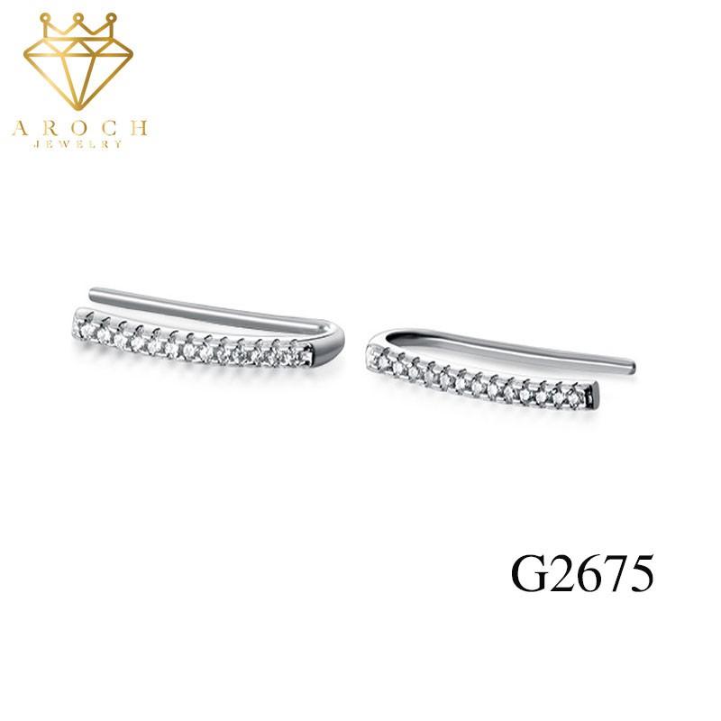 Khuyên tai bạc Ý s925 thanh ngang đơn giản G2675 - AROCH Jewelry