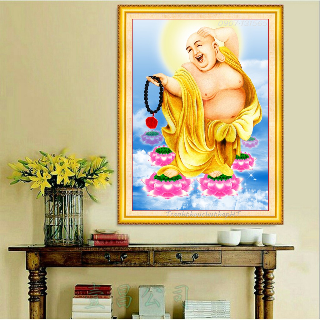 Tranh đính đá phật di lặc đài sen VS124 - 74 x 55 cm - chưa đính