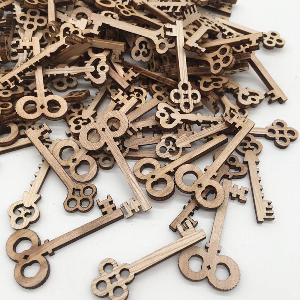 50 Cái Hỗn Hợp Chưa Hoàn Thành Phím Gỗ Hình Dạng Miếng Gỗ Cho Cardmaking Thêu Sò