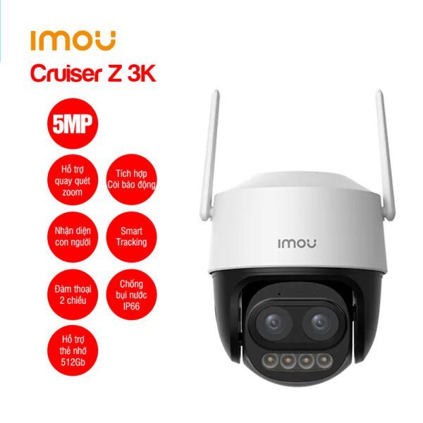 Camera Wifi quay quét zoom IPC-S7DP-5M0WEZ IMOU Cruiser Z 3K - Hàng chính hãng