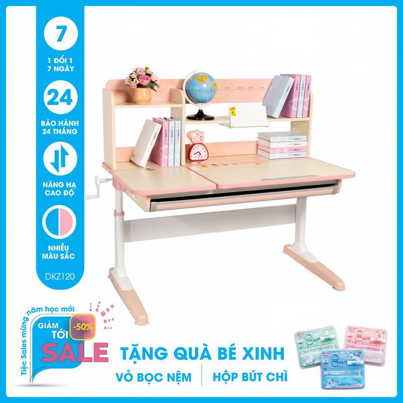 Bàn học thông minh SMLIFE Benny 120cm - DKZ.1201 - Hồng | 120cm x 70cm x 53-78cm (mặt bàn nâng hạ)