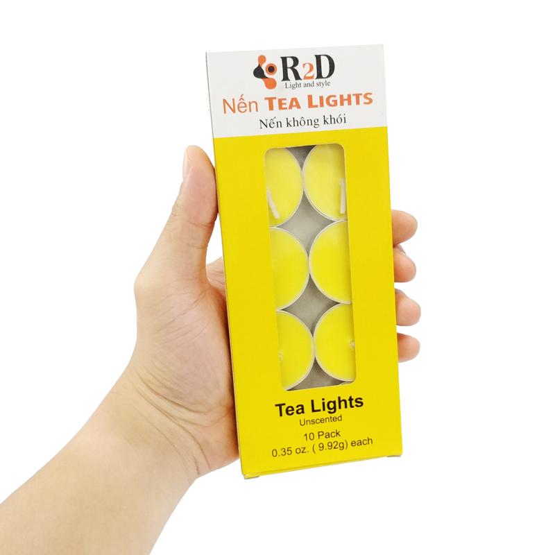 Hộp 10 Nến Không Khói Tealight Candle R2D - Màu Vàng