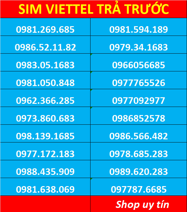 Sim Viettel số đẹp - hàng chính hãng - Đăng kí chính chủ