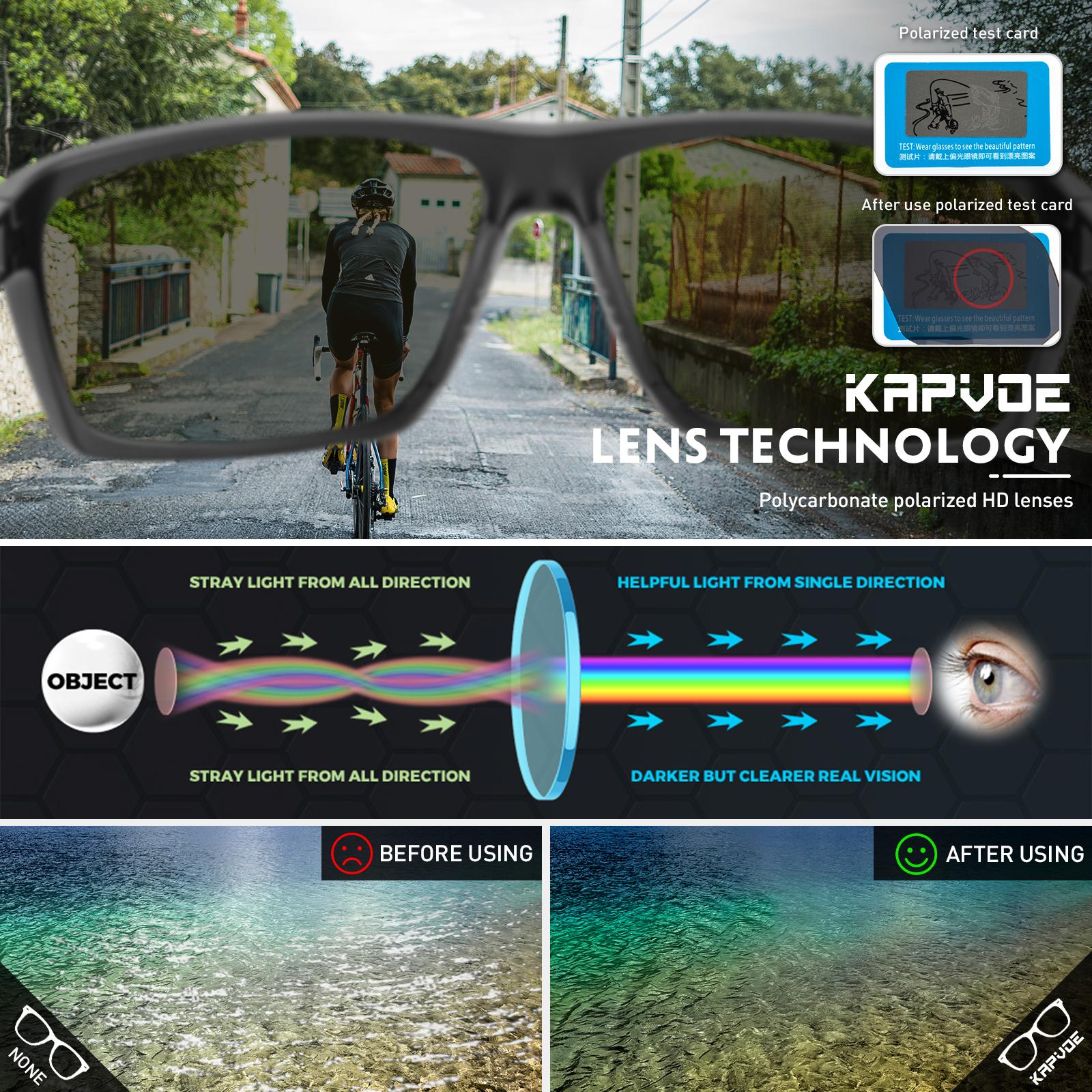 Kapvoe Kính đi xe đạp phân cực đàn ông nữ thể thao ngoài trời Kính râm UV400 Kính xe đạp MTB Kính râm xe đạp Color: KE-X5-02 Lenses Color: 1 LENS