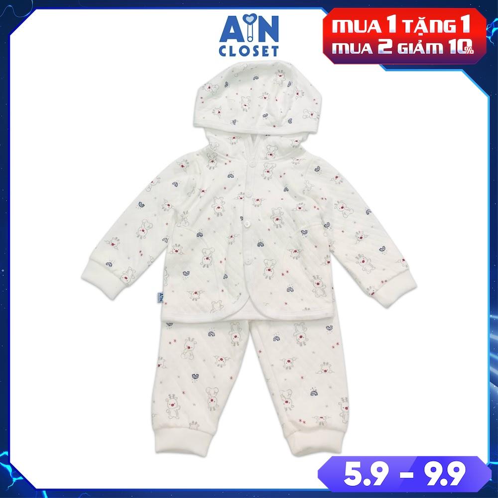 Bộ quần áo dài có nón unisex họa tiết Tuần lộc trắng trần bông - AICDBGX9E454 - AIN Closet