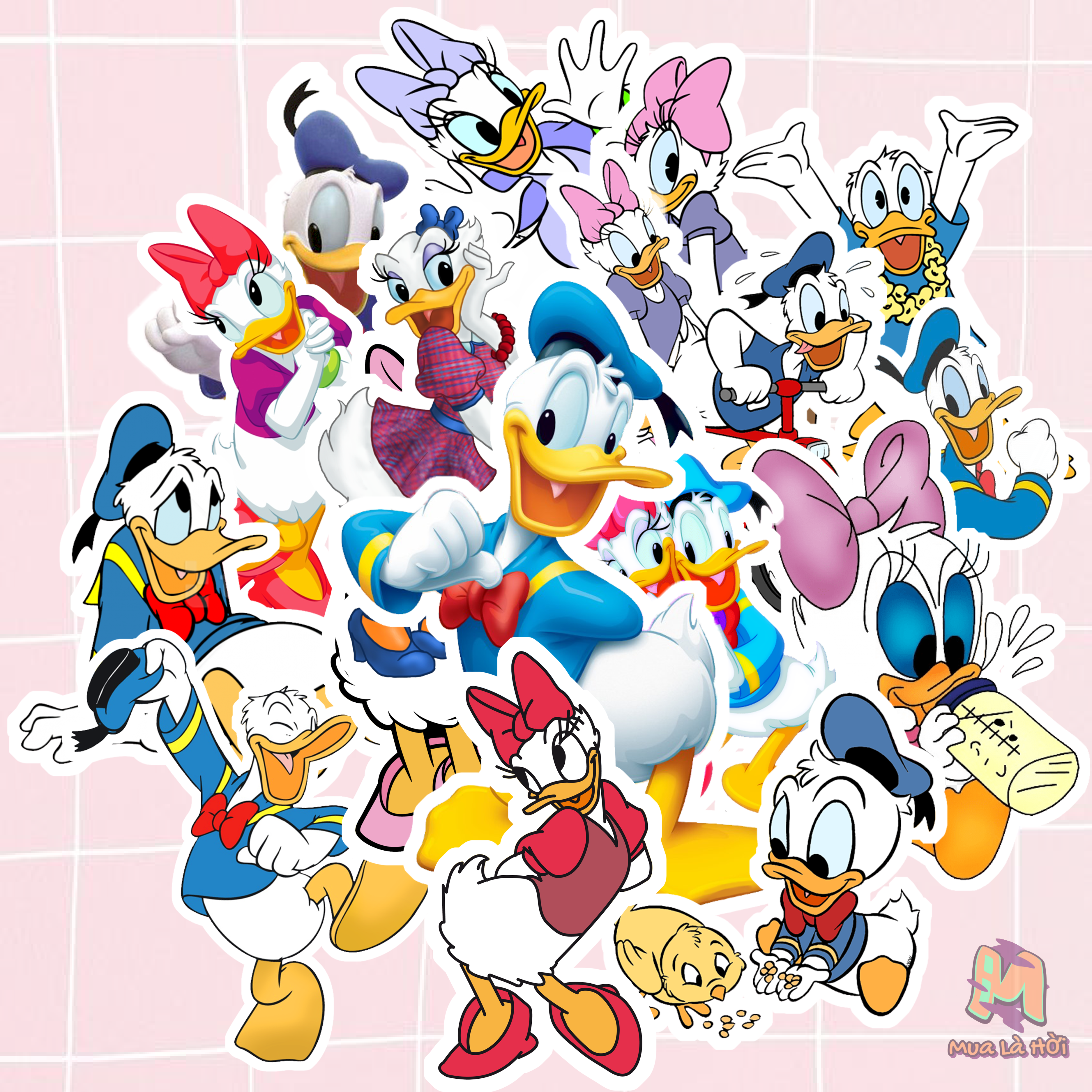 Miếng dán Stickers chủ đề Vịt Donald & Vịt Daisy