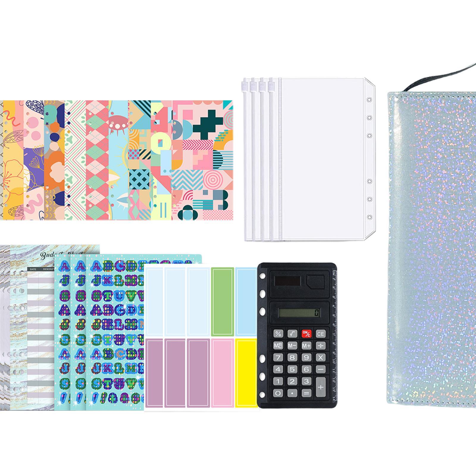 Budget Binder, A6 PU Money Saving Wallet, Refillable Ring Binder Notebook, with Binder Pockets, Stickers, Cash Envelopes for for Budget Planner