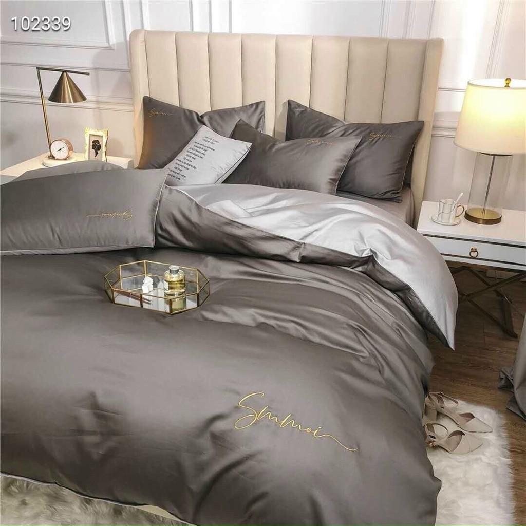 Set 5 Món Vỏ Chăn Ga Gối 40s SUMOI - Xám Đậm