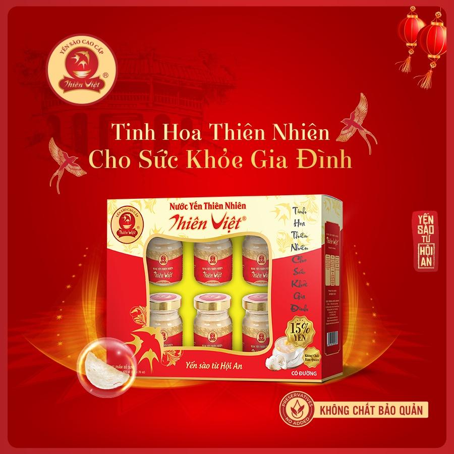 Hộp Nước Yến Sào Cao Cấp Thiên Việt 15% Tổ yến (6 hũ x 70ml)