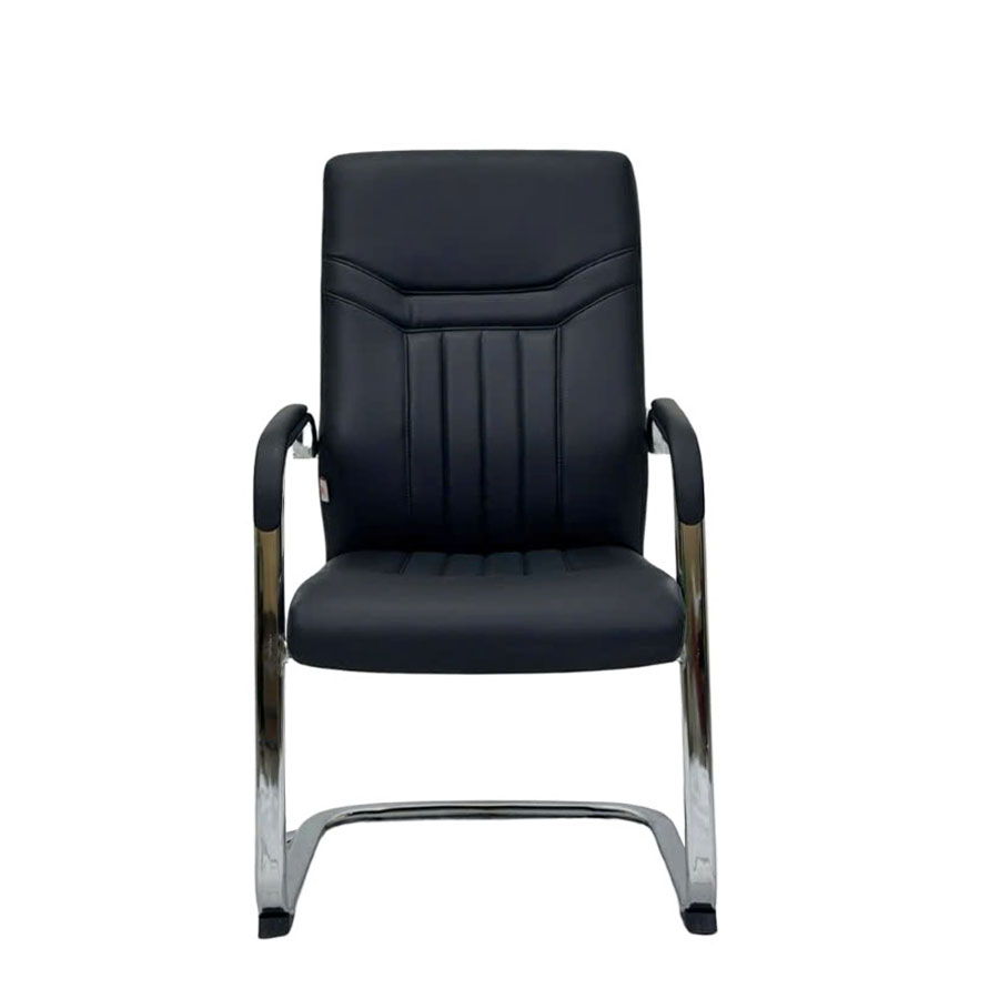 Ghế phòng họp ghế chân quỳ CV4608-P Nội thất Capta Ghế Chân quỳ nệm dày hiện đại màu đen chân quỳ thép mạ chrome bóng