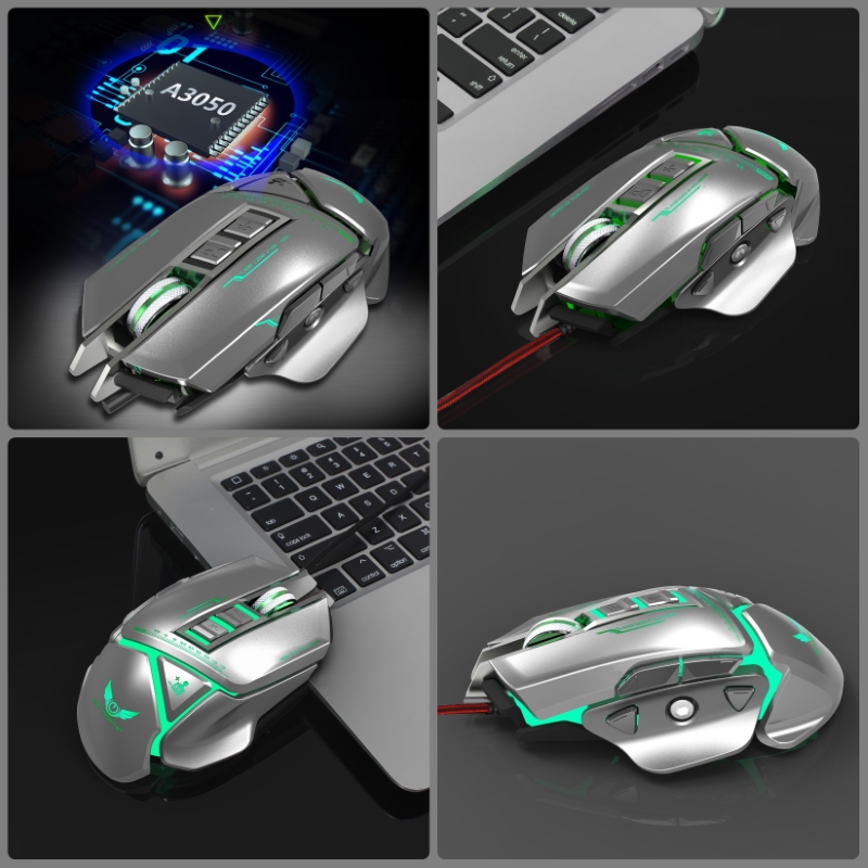 Chuột cơ gaming led RGB 3200DPI - X400S Gray mechanical Gaming mouse 11 Key hàng nhập khẩu