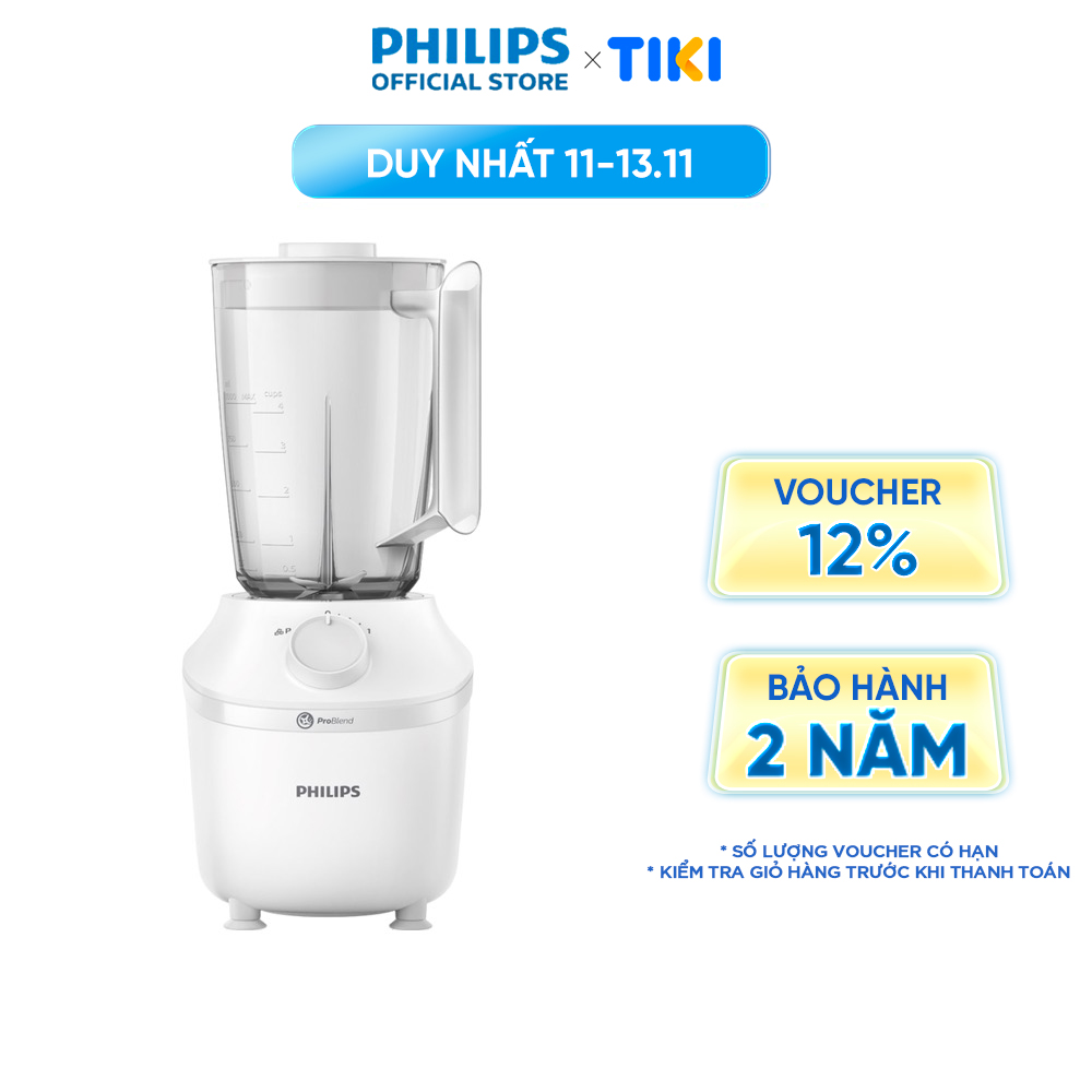 Máy xay sinh tố PHILIPS HR2041 /10 | 450W |xay nhuyễn trong 45s - Hàng Chính Hãng