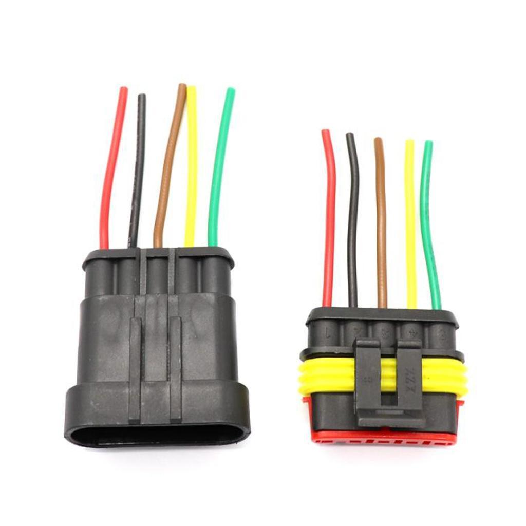 5 Pair 5 Pin Way Waterproof Electrical Car Connector Plug Socket with Wire
