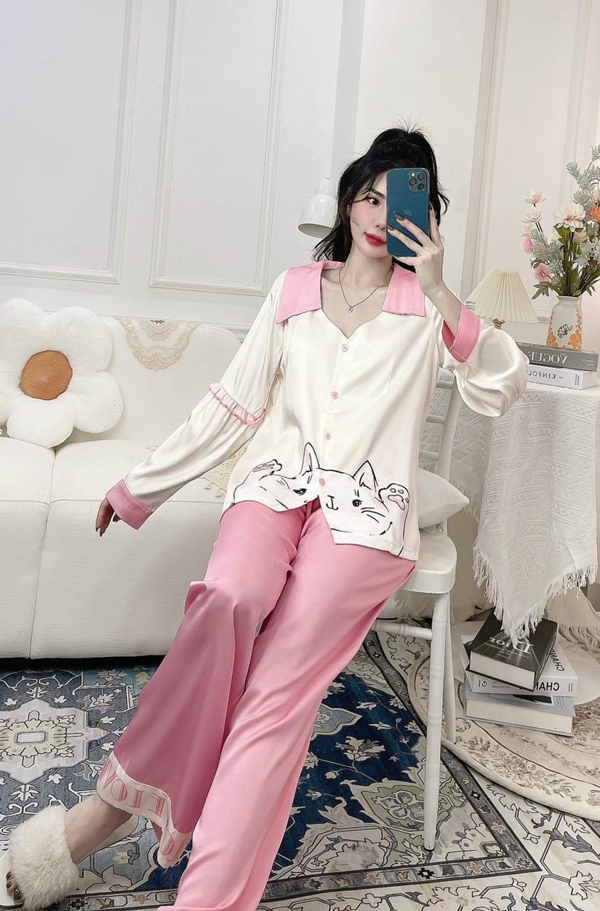 Bộ Pyjama Thiết Kế Tay Bồng Mẫu Tiểu Thư Xinh Xắn