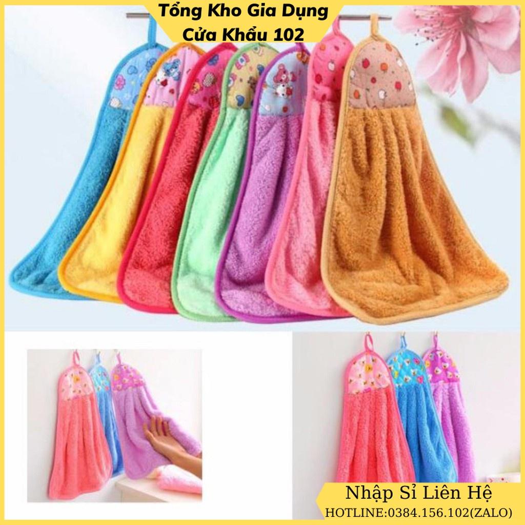 Khăn Lau Tay, Lau Bát Nhà Bếp Siêu Thấm Nước Size Lớn Có Móc Treo