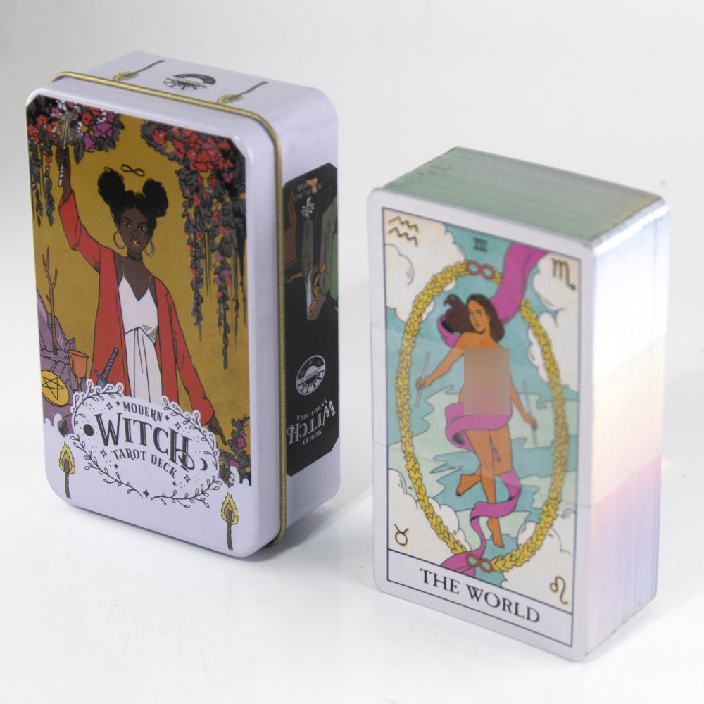 [Mạ Cạnh] Bộ Bài Modern Witch Tarot Hộp Thiếc Mạ Cạnh 78 Lá Đá Thanh Tẩy