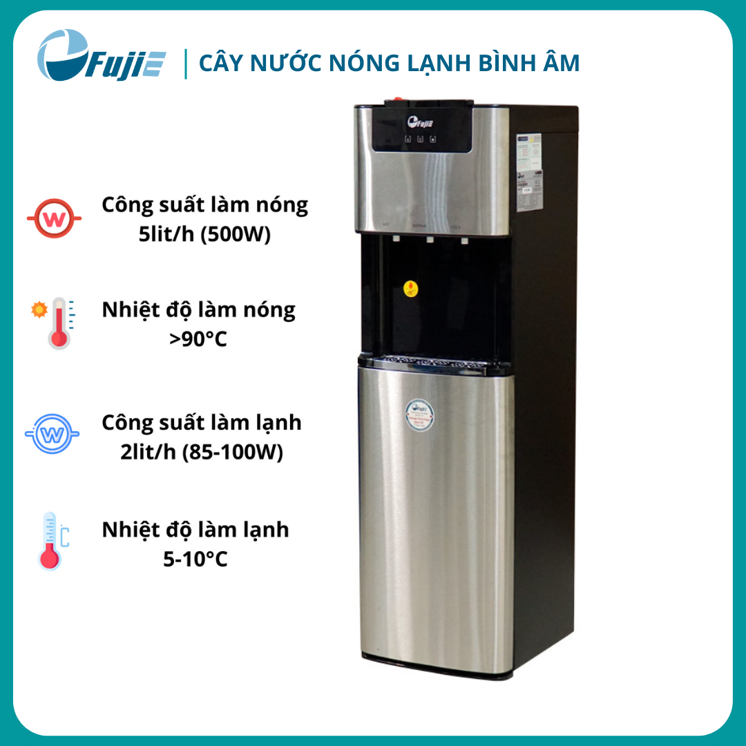 Cây nước nóng lạnh bình âm cao cấp FujiE WD7500C, làm lạnh nhanh bằng Block - Hàng chính hãng