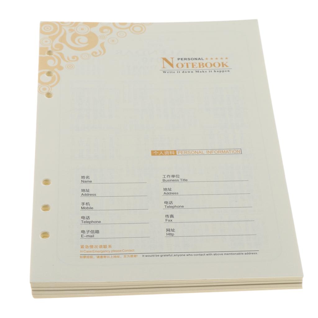 A5 Notebook Filler Paper Refillable Pages for Binder Planner 6 Holes