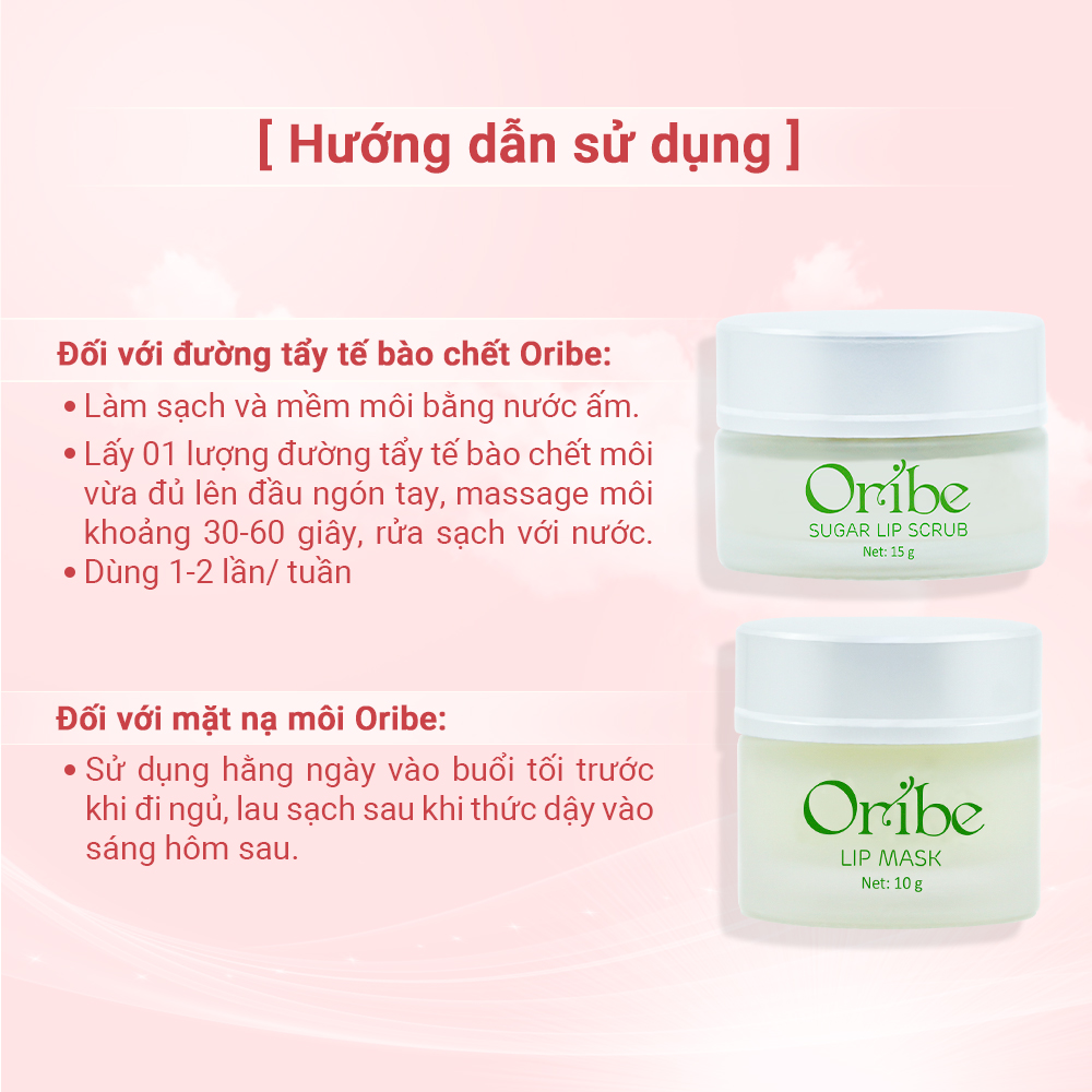 Combo Tẩy Tế Bào Chết Và Mặt Nạ Dưỡng Môi Oribe Mềm Mại, Môi Hồng Tự Nhiên 25g