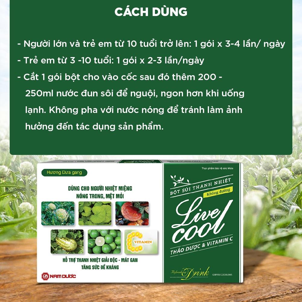 Bột sủi thanh nhiệt Livecool - không đường hỗ trợ giảm nóng trong, giải độc, mát gan, tăng sức đề kháng- Hộp 10 gói