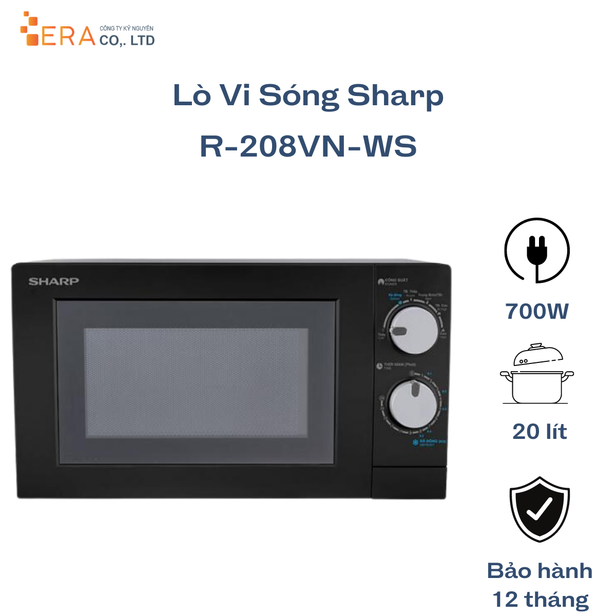 Lò Vi Sóng Sharp R - 208Vn - Ws 20L - Hàng Chính Hãng