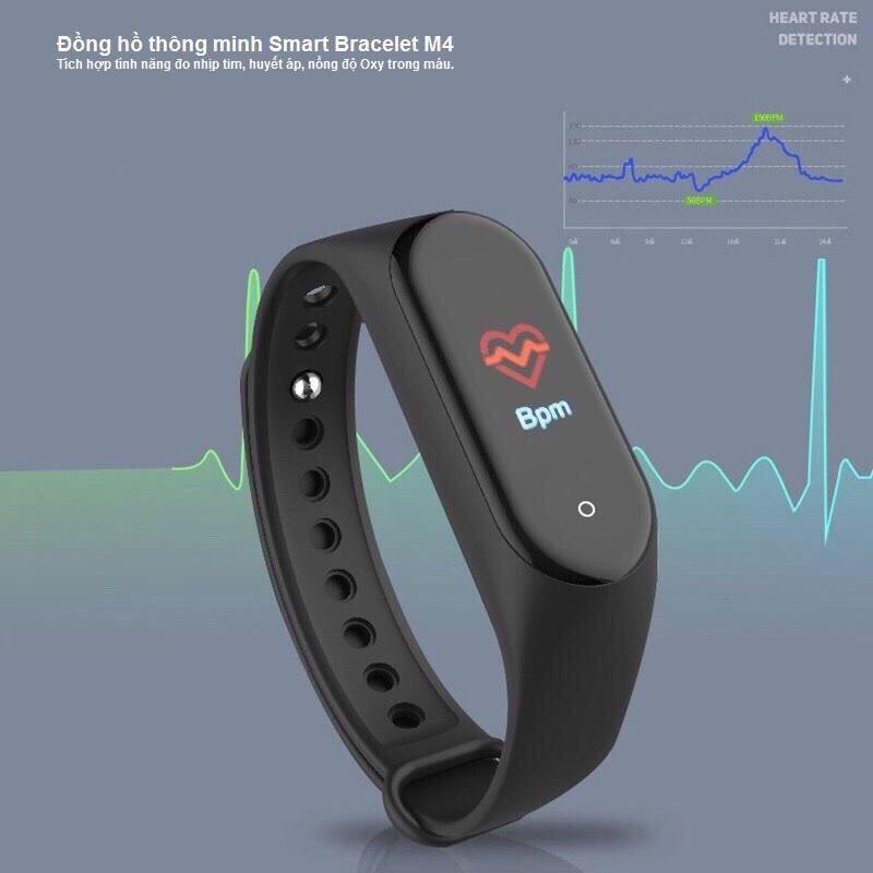 Đồng hồ thông minh thể thao Smart Bracelet M4 đo bước chân, quãng đường, nhận thông báo cuộc gọi, tin nhắn chống nước cực chất