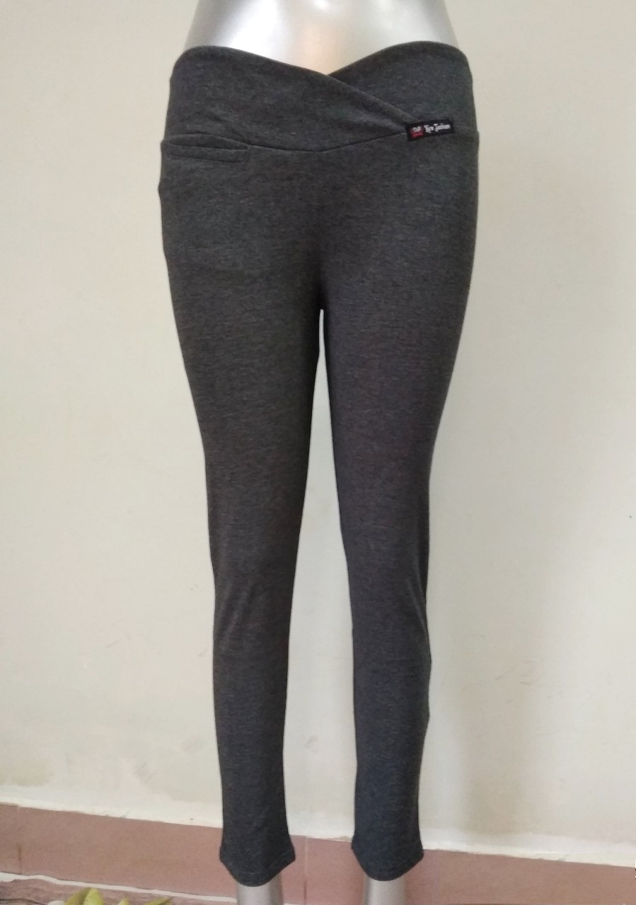 Quần legging bầu cạp chéo thun cotton dáng dài