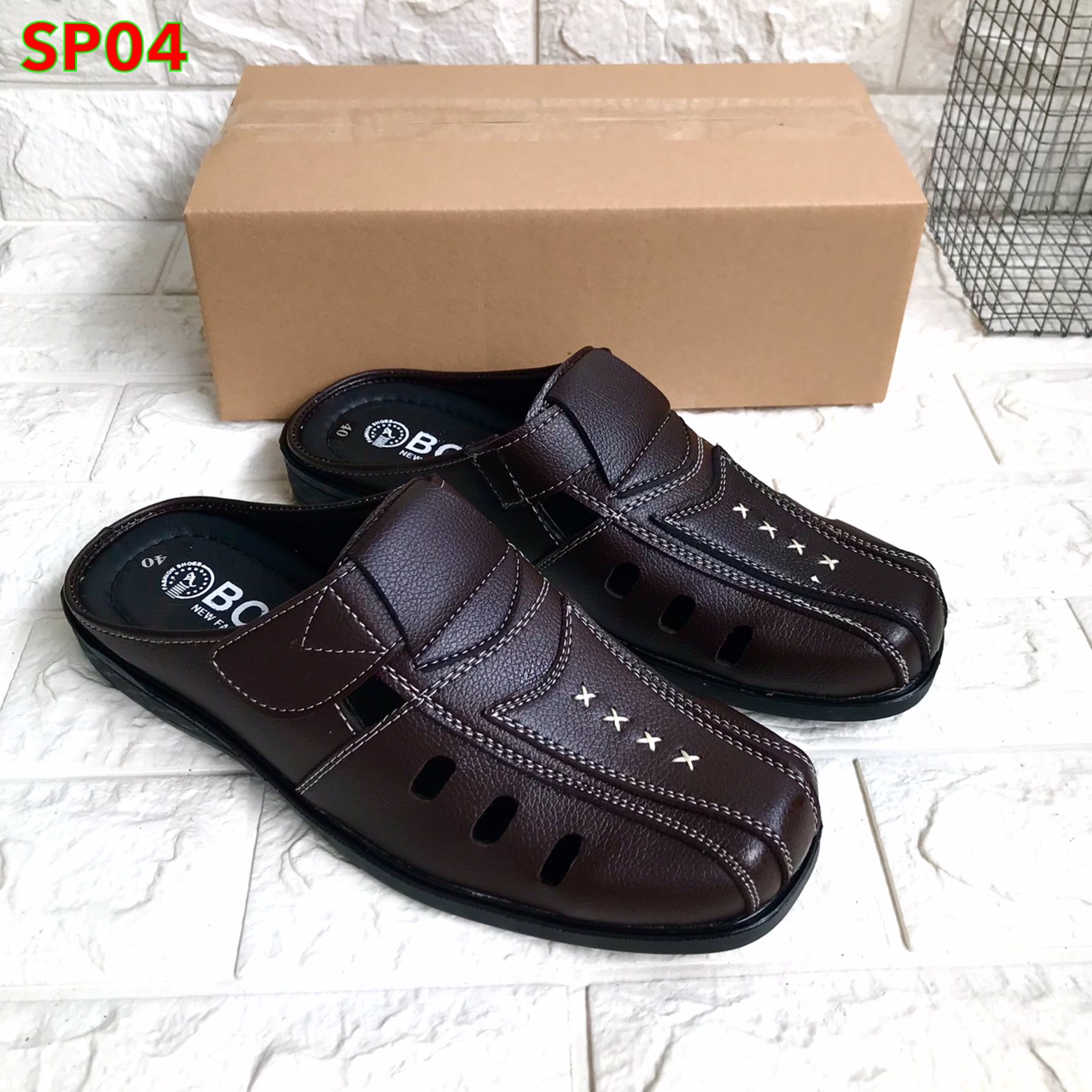 Giày sapo nam da mềm, phom đẹp, Size từ 38-43, mã SP04, màu nâu ,mẫu mới nhất hiện nay