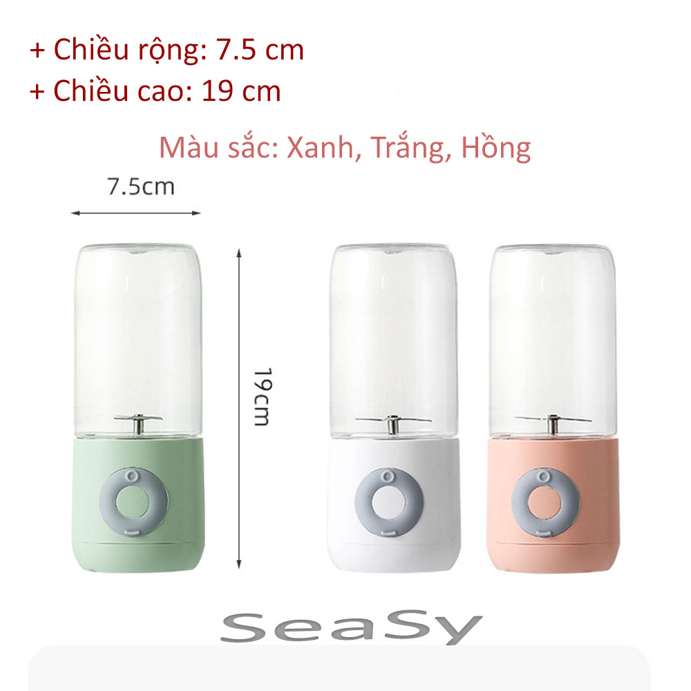 Máy Xay Cầm Tay 6 Lưỡi SeaSy XHJ-118, Máy Xay Sinh Tố Đa Năng, Xay Hoa Quả, Xay Thực Phẩm, Dung Tích 500ml, Công Suất Mạnh, An Toàn Tuyệt Đối Khi Sử Dụng, Tặng Kèm Dây Sạc USB - Hàng Chính Hãng