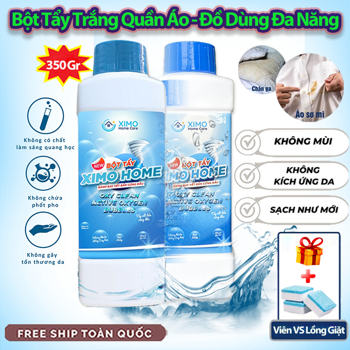 Bột tẩy vết bẩn đa năng Ximo Home đánh bay các loại vết ố bẩn cứng đầu 350g - Tẩy Trắng Quần Áo, Vết Bẩn