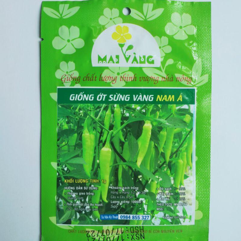 Hạt giống ớt sừng vàng, đóng gói 0.2gr