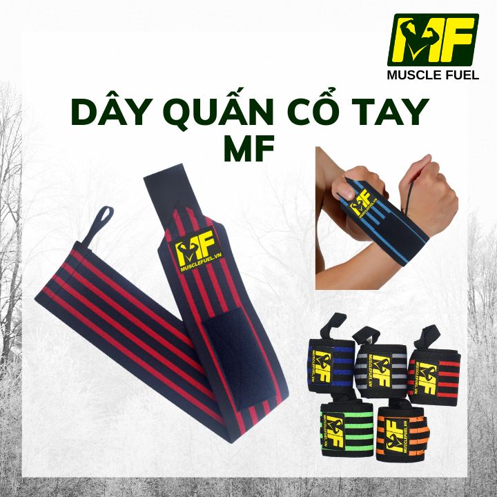 {Muscle Fuel} Dây quấn cổ tay MF, Dây bảo vệ cổ tay thể thao, tập gym 8cm x 63cm.