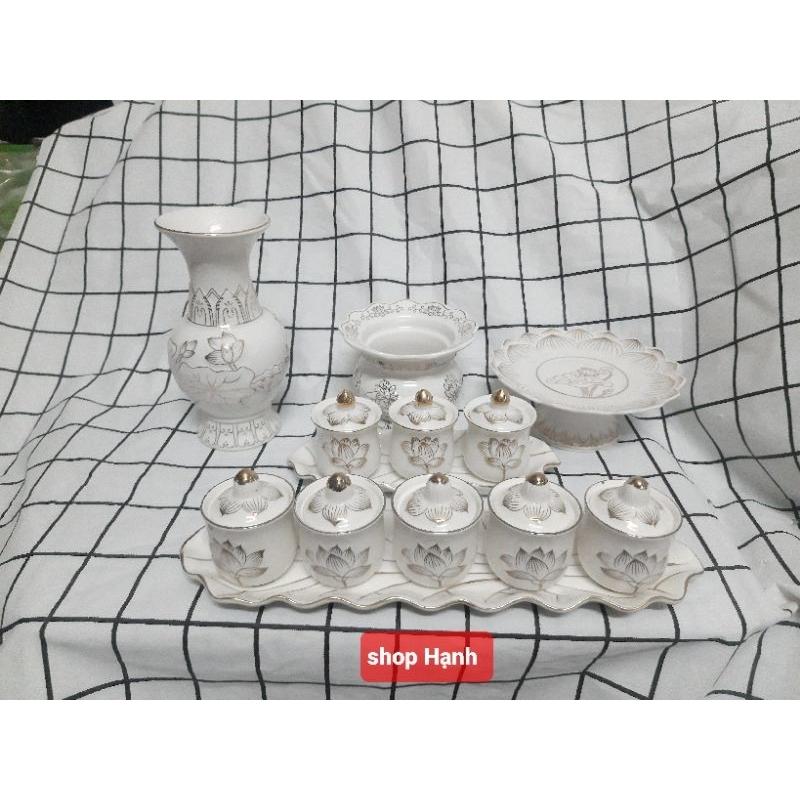 Combo Ông Địa Thần Tài bạch ngọc viền sen vàng size nhỏ xíu