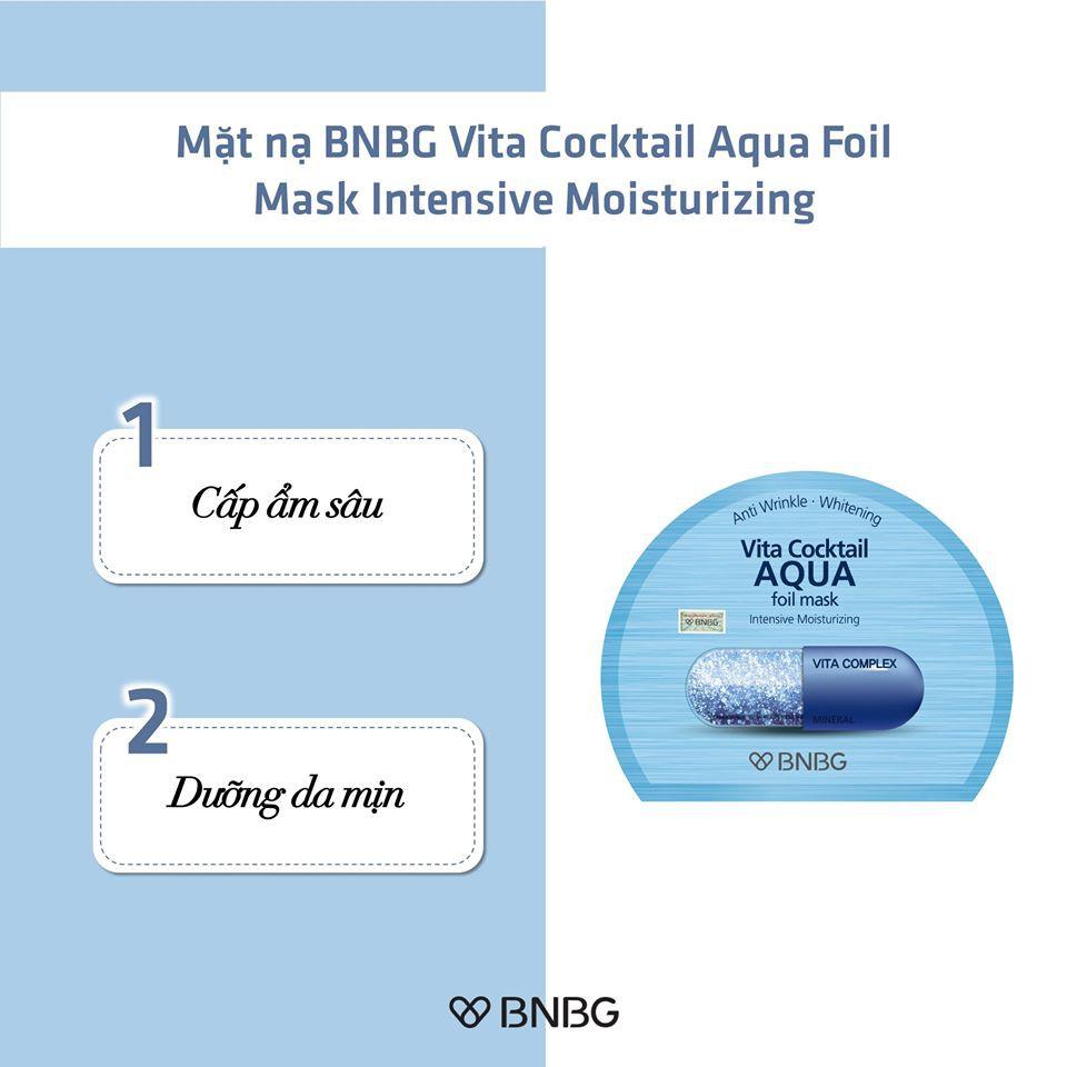 Hộp 10 Mặt Nạ BNBG Vita Cocktail Aqua Foil Mask - Intensive Moisturizing Cấp Nước Dưỡng Da Săn Chắc 30ml