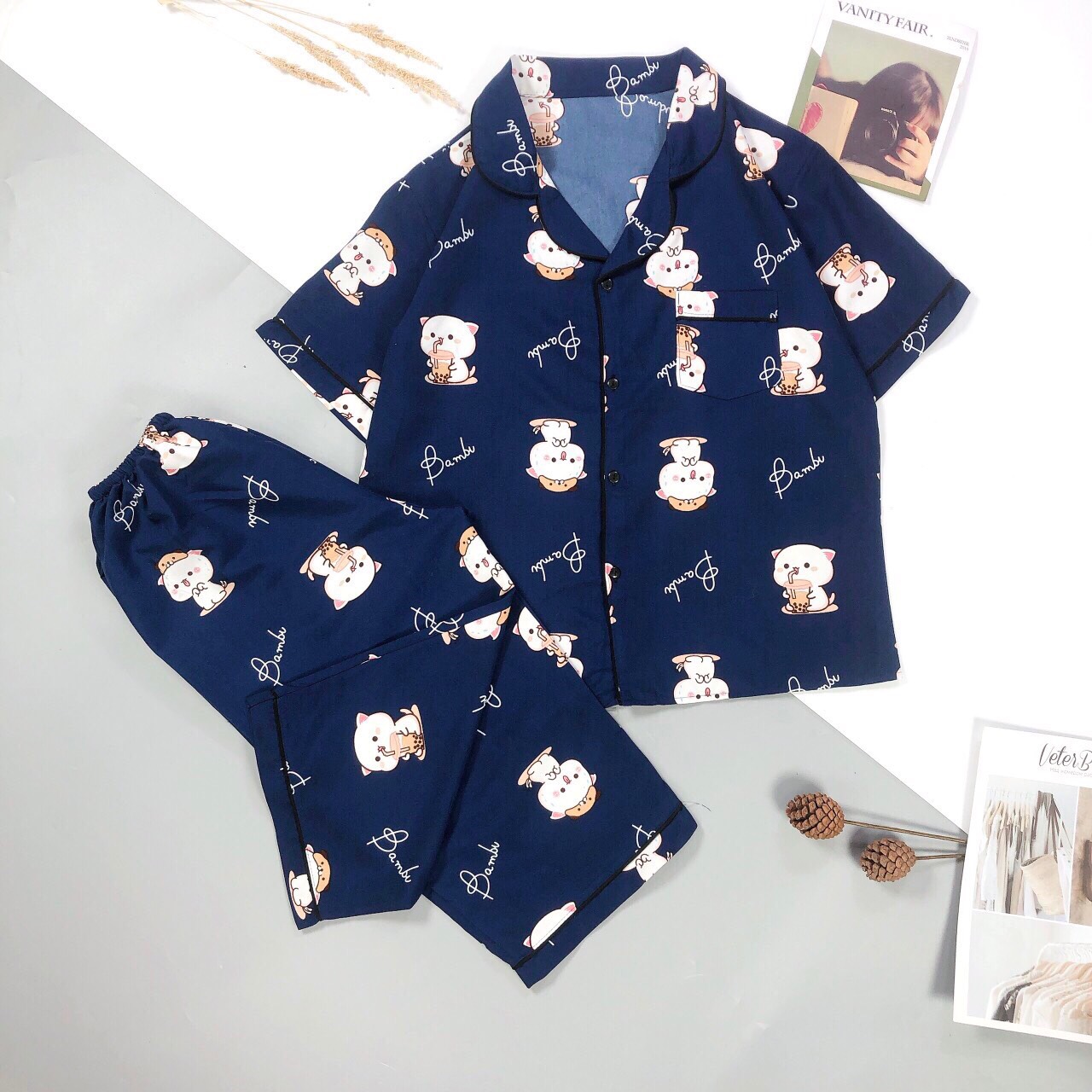 Bộ đồ mặc nhà quần lửng áo cộc tay pijama CỘC LỬNG
